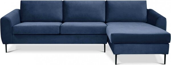 DecHome Divano Angolare 3 Posti Moderno con Chaise Longue in Tessuto Dimensioni 181x96x84cm colore Blu - Kos