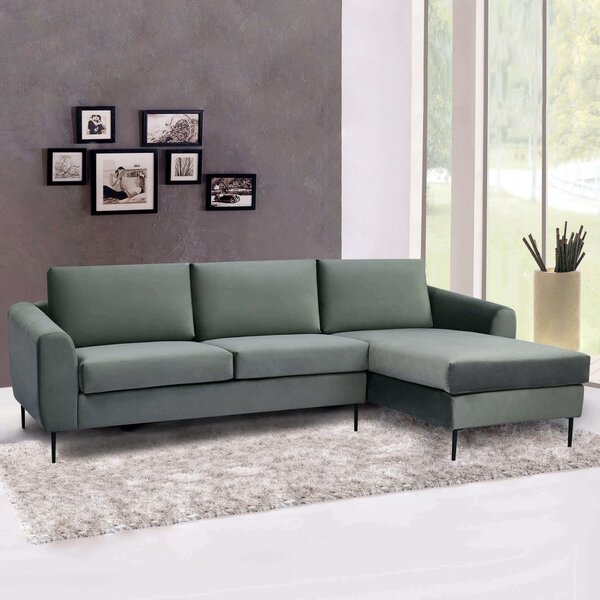 DecHome Divano Angolare 3 Posti Moderno con Chaise Longue in Tessuto Dimensioni 181x96x84cm colore Grigio - Kos
