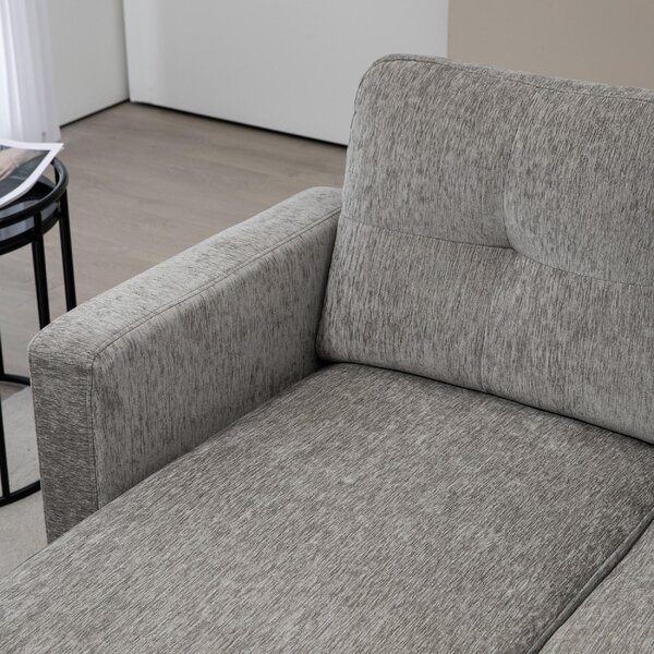 DecHome Divano Angolare 3 Posti Moderno con Chaise Longue in Tessuto effetto Ciniglia Dimensioni 186x130x84 cm colore Tortora