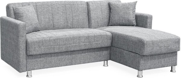 DecHome Divano Angolare 3 posti Moderno con Chaise Longue Letto Estraibile Vano Contenitore in Tessuto Dimensioni 200x134x80 cm colore Grigio - Oasis