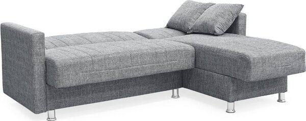 DecHome Divano Angolare 3 posti Moderno con Chaise Longue Letto Estraibile Vano Contenitore in Tessuto Dimensioni 200x134x80 cm colore Grigio - Oasis