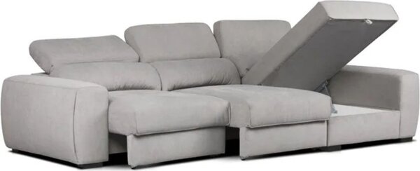 DecHome Divano Angolare 3 Posti Moderno con Chaise Longue Letto Estraibile Vano Contenitore in Microfibra Dimensioni 308x166x95 cm colore Grigio - 