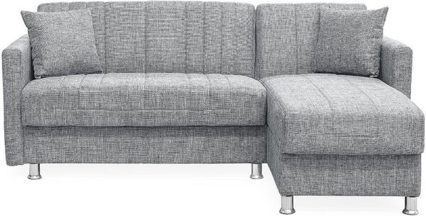 DecHome Divano Angolare 3 posti Moderno con Chaise Longue Letto Estraibile Vano Contenitore in Tessuto Dimensioni 200x134x80 cm colore Grigio - Oasis