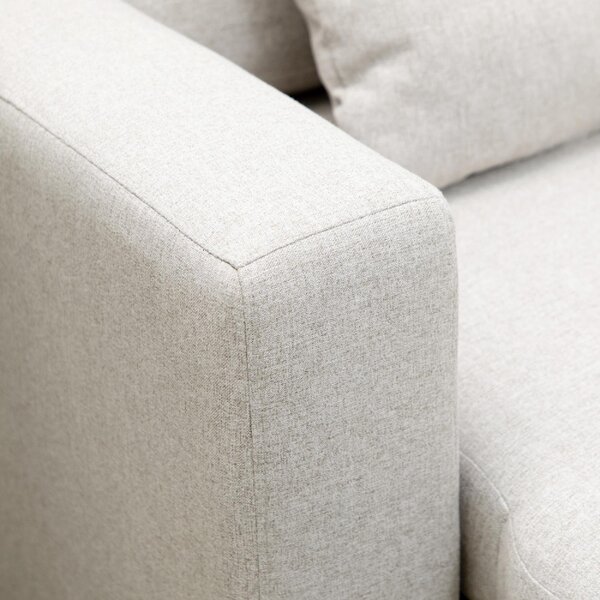 DecHome Divano Angolare 3 Posti Moderno con Chaise Longue Letto Estraibile in Tessuto 225x140x88 cm colore Crema
