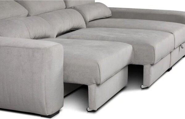 DecHome Divano Angolare 3 Posti Moderno con Chaise Longue Letto Estraibile Vano Contenitore in Microfibra Dimensioni 308x166x95 cm colore Grigio - 