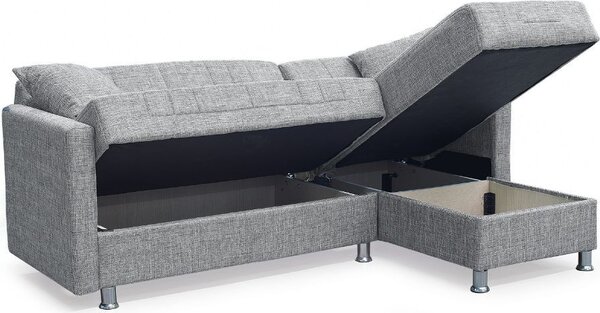 DecHome Divano Angolare 3 posti Moderno con Chaise Longue Letto Estraibile Vano Contenitore in Tessuto Dimensioni 200x134x80 cm colore Grigio - Oasis
