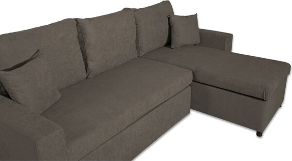 DecHome Divano Angolare 3 Posti Moderno con Chaise Longue Letto Estraibile Vano Contenitore in Tessuto Dimensioni 225x148x71 cm colore Khaki - Golf