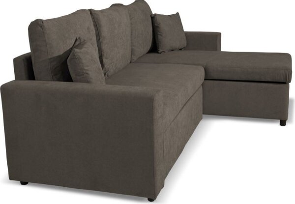 DecHome Divano Angolare 3 Posti Moderno con Chaise Longue Letto Estraibile Vano Contenitore in Tessuto Dimensioni 225x148x71 cm colore Khaki - Golf