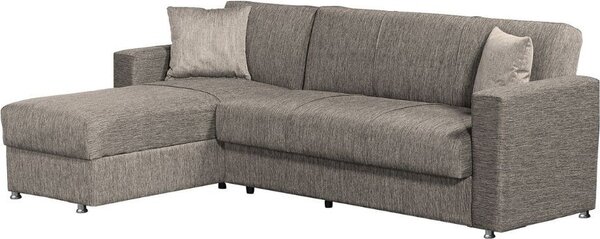 DecHome Divano Angolare 3 Posti Moderno con Chaise Longue Letto Estraibile Vano Contenitore in Tessuto Dimensioni 230x150x80 cm colore Tortora - Dugo
