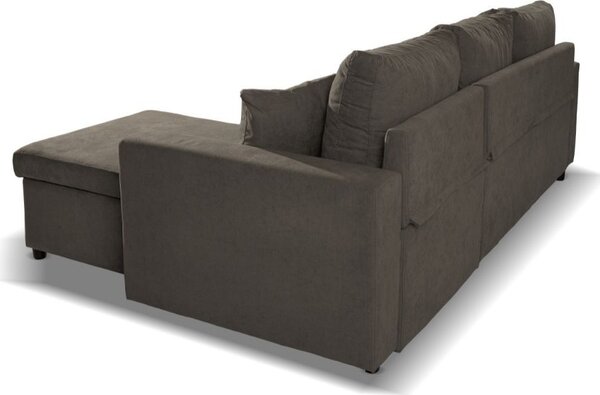 DecHome Divano Angolare 3 Posti Moderno con Chaise Longue Letto Estraibile Vano Contenitore in Tessuto Dimensioni 225x148x71 cm colore Khaki - Golf
