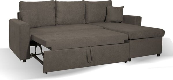 DecHome Divano Angolare 3 Posti Moderno con Chaise Longue Letto Estraibile Vano Contenitore in Tessuto Dimensioni 225x148x71 cm colore Khaki - Golf