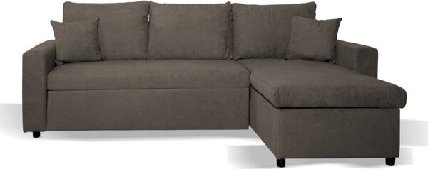 DecHome Divano Angolare 3 Posti Moderno con Chaise Longue Letto Estraibile Vano Contenitore in Tessuto Dimensioni 225x148x71 cm colore Khaki - Golf