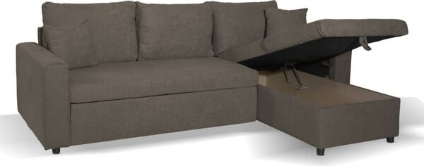 DecHome Divano Angolare 3 Posti Moderno con Chaise Longue Letto Estraibile Vano Contenitore in Tessuto Dimensioni 225x148x71 cm colore Khaki - Golf