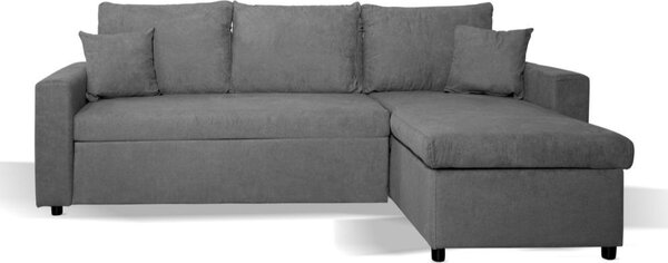 DecHome Divano Angolare 3 Posti Moderno con Chaise Longue Letto Estraibile Vano Contenitore in Tessuto Dimensioni 225x148x71 cm colore Grigio - Ash
