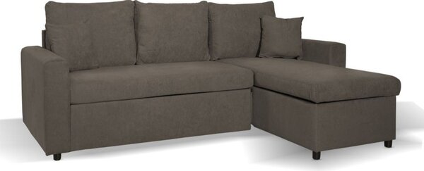 DecHome Divano Angolare 3 Posti Moderno con Chaise Longue Letto Estraibile Vano Contenitore in Tessuto Dimensioni 225x148x71 cm colore Khaki - Golf