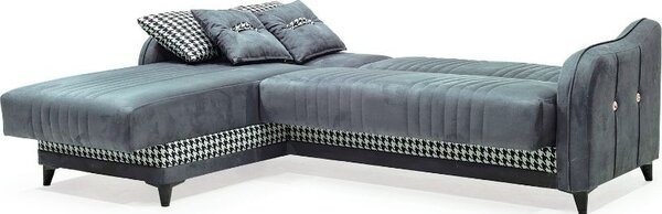 DecHome Divano Angolare 3 Posti Moderno con Chaise Longue Letto Estraibile Vano Contenitore in Tessuto Dimensioni 246x138x92 cm colore Grigio - Laos
