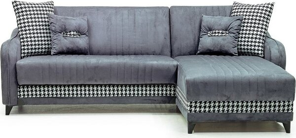 DecHome Divano Angolare 3 Posti Moderno con Chaise Longue Letto Estraibile Vano Contenitore in Tessuto Dimensioni 246x138x92 cm colore Grigio - Laos