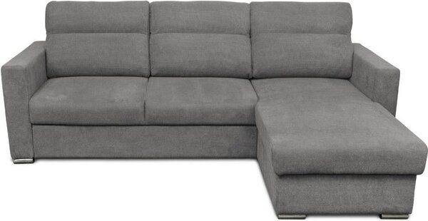 DecHome Divano Angolare 3 Posti Moderno con Chaise Longue Letto Estraibile Vano Contenitore in Tessuto Dimensioni 242x95x177 cm colore Grigio - Ken