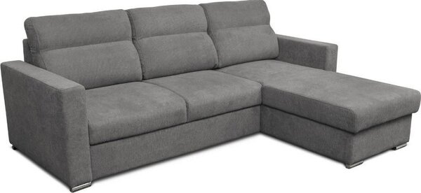 DecHome Divano Angolare 3 Posti Moderno con Chaise Longue Letto Estraibile Vano Contenitore in Tessuto Dimensioni 242x95x177 cm colore Grigio - Ken
