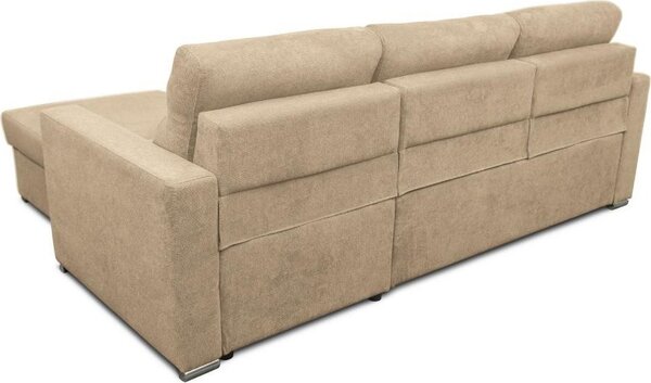 DecHome Divano Angolare 3 Posti Moderno con Chaise Longue Letto Estraibile Vano Contenitore in Tessuto Dimensioni 242x95x177 cm colore Cappuccino -