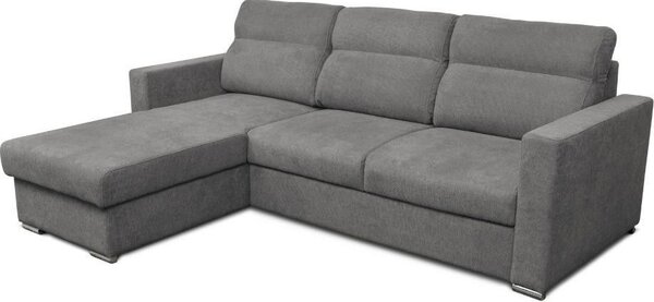 DecHome Divano Angolare 3 Posti Moderno con Chaise Longue Letto Estraibile Vano Contenitore in Tessuto Dimensioni 242x95x177 cm colore Grigio - Ken