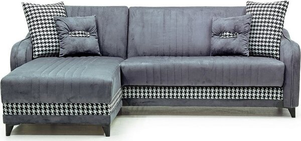 DecHome Divano Angolare 3 Posti Moderno con Chaise Longue Letto Estraibile Vano Contenitore in Tessuto Dimensioni 246x138x92 cm colore Grigio - Laos
