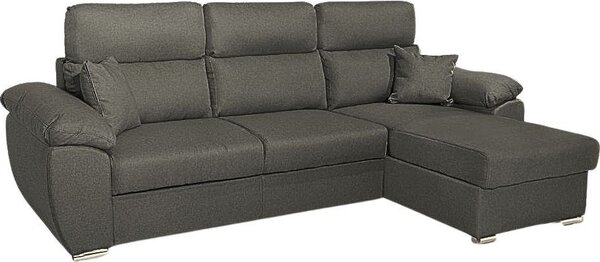 DecHome Divano Angolare 3 Posti Moderno con Chaise Longue Letto Estraibile Vano Contenitore in Tessuto Dimensioni 265x102x166 cm colore Grigio - Co