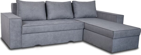 DecHome Divano Angolare 3 Posti Moderno con Chaise Longue Letto Estraibile Vano Contenitore in Tessuto Dimensioni 250x79x180 cm colore Grigio Cener