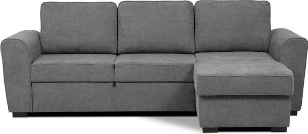 DecHome Divano Angolare 3 Posti Moderno con Chaise Longue Letto Estraibile Vano Contenitore in Tessuto Dimensioni 251.5x90/159.5x86 cm colore Ash G