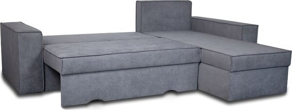DecHome Divano Angolare 3 Posti Moderno con Chaise Longue Letto Estraibile Vano Contenitore in Tessuto Dimensioni 250x79x180 cm colore Grigio Cener
