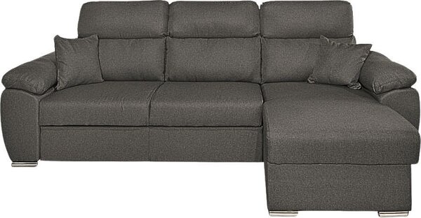DecHome Divano Angolare 3 Posti Moderno con Chaise Longue Letto Estraibile Vano Contenitore in Tessuto Dimensioni 265x102x166 cm colore Grigio - Co