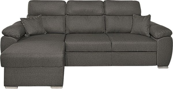 DecHome Divano Angolare 3 Posti Moderno con Chaise Longue Letto Estraibile Vano Contenitore in Tessuto Dimensioni 265x102x166 cm colore Grigio - Co