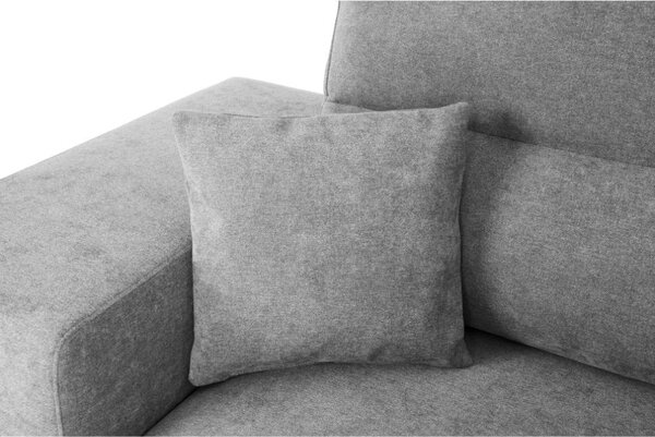 DecHome Divano Angolare 3 Posti Moderno con Chaise Longue Letto Estraibile Vano Contenitore in Tessuto Dimensioni 266x153x98 cm colore Grigio Chiar