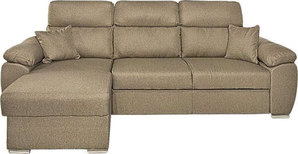 DecHome Divano Angolare 3 Posti Moderno con Chaise Longue Letto Estraibile Vano Contenitore in Tessuto Dimensioni 265x91-102x166 cm colore Cappucci