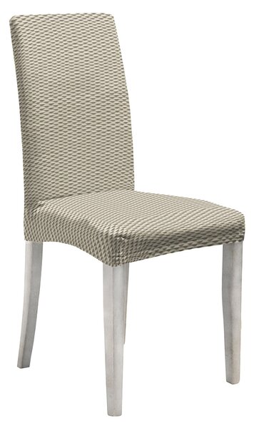 Set 2 Coprisedie con Schienale Elasticizzati in Poliestere Fashion Panna