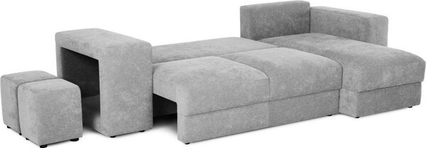 DecHome Divano Angolare 3 Posti Moderno con Chaise Longue Letto Estraibile Vano Contenitore in Tessuto Dimensioni 266x153x98 cm colore Grigio Chiar