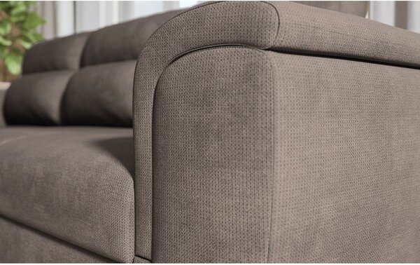 DecHome Divano Angolare 3 Posti Moderno con Chaise Longue Letto Estraibile Vano Contenitore in Tessuto Dimensioni 273x95x177 cm colore Cappuccino -