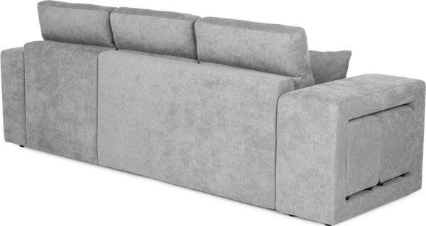 DecHome Divano Angolare 3 Posti Moderno con Chaise Longue Letto Estraibile Vano Contenitore in Tessuto Dimensioni 266x153x98 cm colore Grigio Chiar