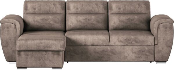 DecHome Divano Angolare 3 Posti Moderno con Chaise Longue Letto Estraibile Vano Contenitore in Tessuto Dimensioni 273x95x177 cm colore Cappuccino -