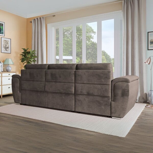 DecHome Divano Angolare 3 Posti Moderno con Chaise Longue Letto Estraibile Vano Contenitore in Tessuto Dimensioni 273x95x177 cm colore Cappuccino -