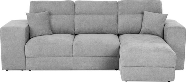 DecHome Divano Angolare 3 Posti Moderno con Chaise Longue Letto Estraibile Vano Contenitore in Tessuto Dimensioni 266x153x98 cm colore Grigio Chiar