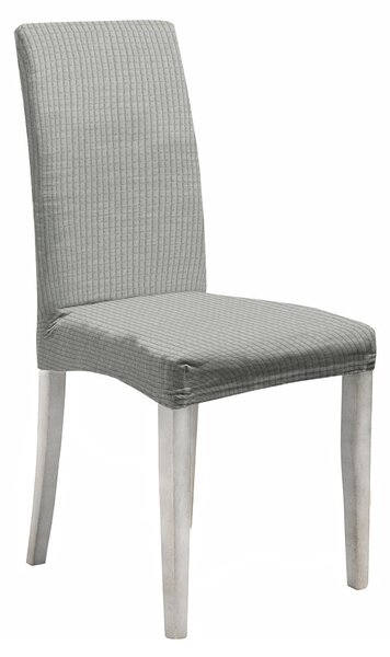 Set 2 Coprisedie con Schienale Elasticizzati in Poliestere Leslie Grigio Chiaro