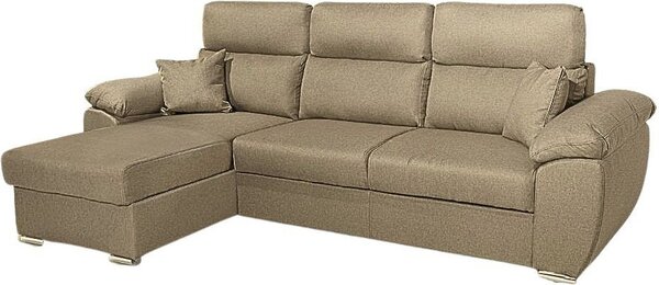 DecHome Divano Angolare 3 Posti Moderno con Chaise Longue Letto Estraibile Vano Contenitore in Tessuto Dimensioni 265x91-102x166 cm colore Cappucci