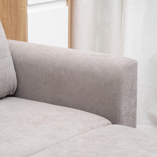 DecHome Divano Angolare 3 Posti Moderno con Chaise Longue Letto Estraibile Vano Contenitore in Tessuto effetto Lino Dimensioni 217x134 cm colore Gr
