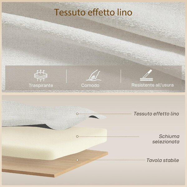 DecHome Divano Angolare 3 Posti Moderno con Chaise Longue Letto Estraibile Vano Contenitore in Tessuto Effetto Lino Dimensioni 192x148x86 cm colore