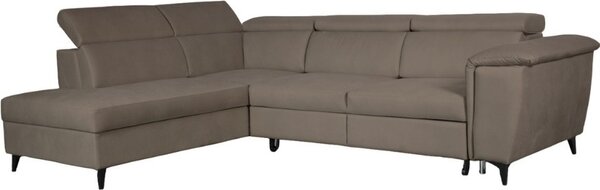 DecHome Divano Angolare 4 Posti Moderno con Chaise Longue Letto Estraibile Vano Contenitore in Tessuto Dimensioni 284x216x85 cm colore Tortora - Bu