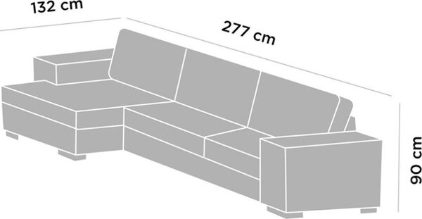 DecHome Divano Angolare 4 Posti Moderno con Chaise Longue Letto Estraibile Vano Contenitore in Tessuto Dimensioni 277x132x90 cm colore Grigio - Fel