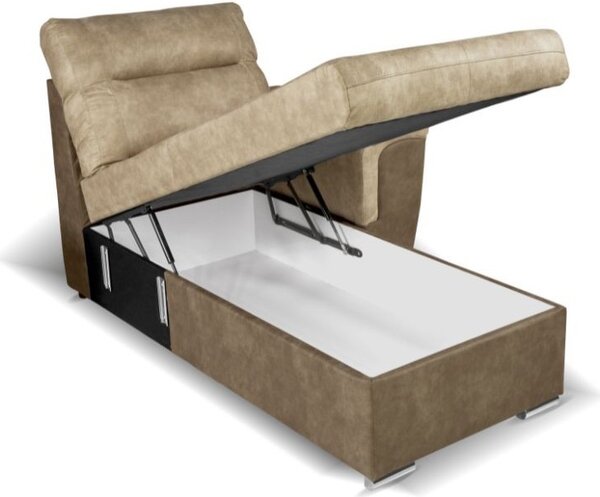 DecHome Divano Angolare 5 Posti Moderno con Chaise Longue Letto Estraibile Vano Contenitore in Tessuto Nabuk Dimensioni 142x99x89 cm colore Taupe -