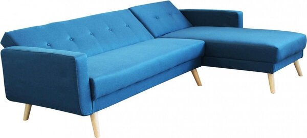 DecHome Divano Letto Clic-Clac 3 Posti Scandinavo con Chaise Longue in Tessuto Dimensioni 176x84x84 cm colore Blu Melange - Atene