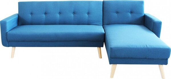DecHome Divano Letto Clic-Clac 3 Posti Scandinavo con Chaise Longue in Tessuto Dimensioni 176x84x84 cm colore Blu Melange - Atene